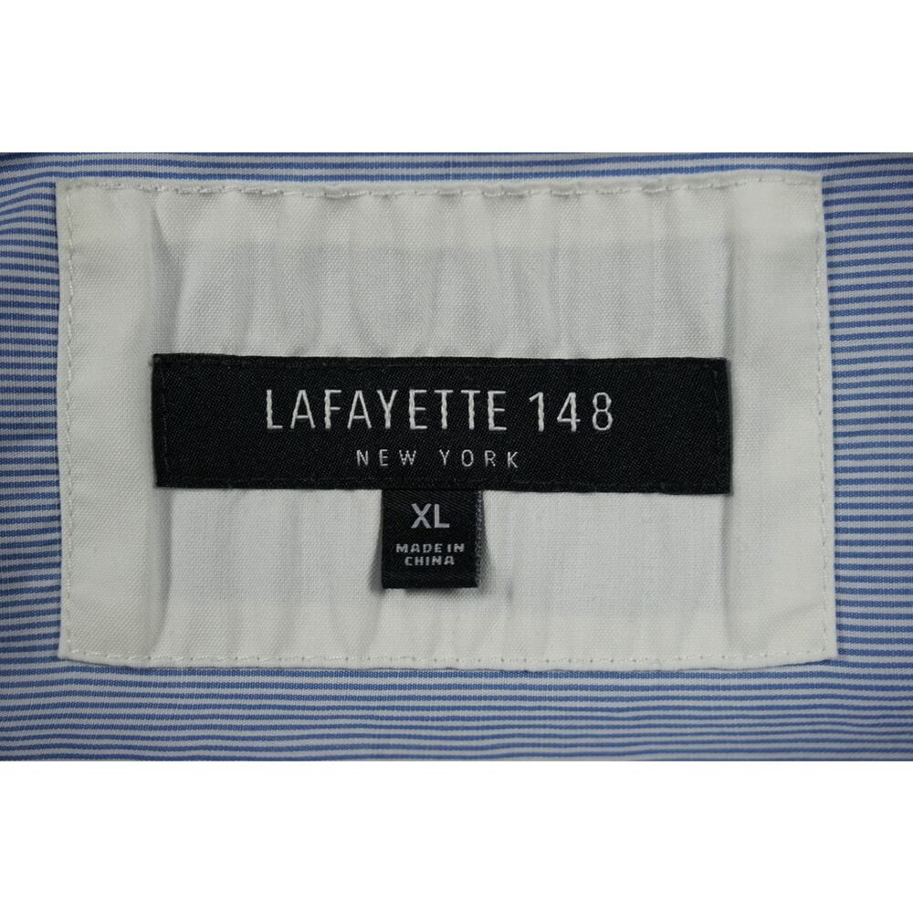 Lafayette 148 New York Pinstripe Chambray Tunic Blouse XL - Picture 5 of 6